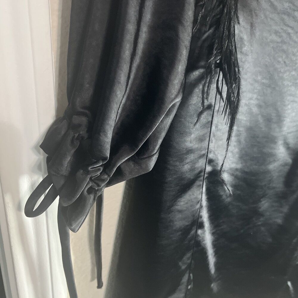NEW‎ Anthropologie Eva Franco Black Cocktail Dress Sz XS feather fringe Faulkner - Picture 7 of 10